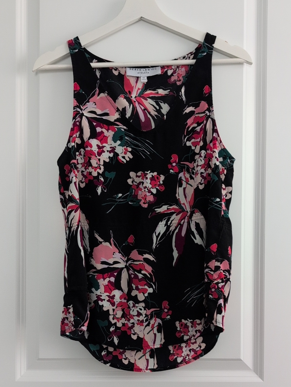 Athleta x Derek Lam 10C Black Floral Camisole with Pink and Teal Accents